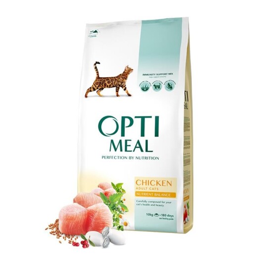 Optimeal Tørrfôr til katt med kylling og tannpleie 4 kg