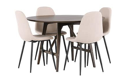 Spisegruppe Venture Home Kaseidon Ø100 cm med 4 stk Polar Stoler