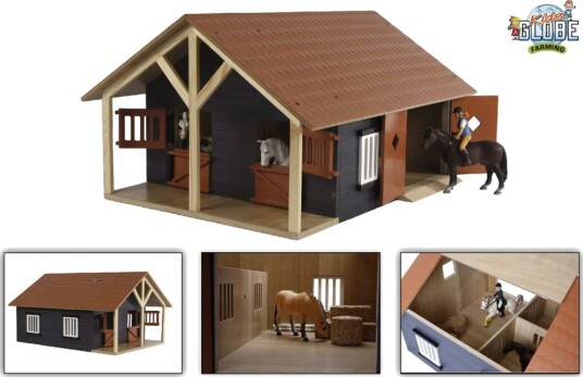 Kids Globe Stall med 2 bokser og 1 verksted 1:24 610167