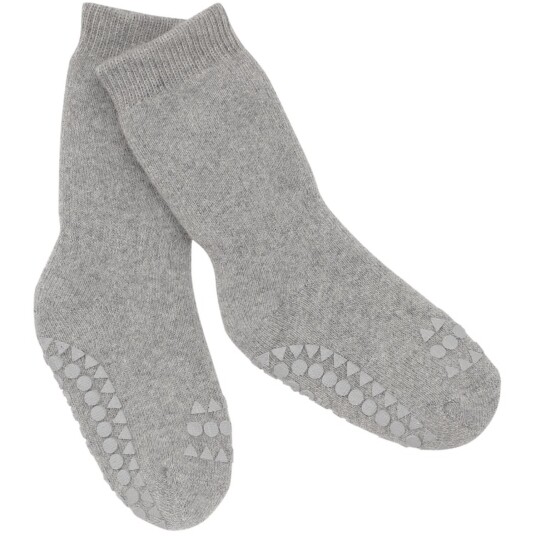 Gobabygo Grey Melange Non-Slip Strømper Organic Terry Bomull 14/16