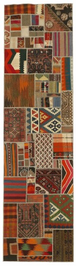 Håndknyttet. Opphav: Persia / Iran Kelim Patchwork Teppe 80x300