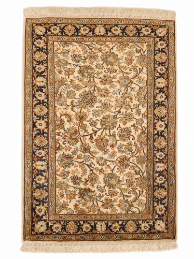 Håndknyttet. Opphav: India Kashmir ren silke 24 / 24 Quality Teppe 64x93