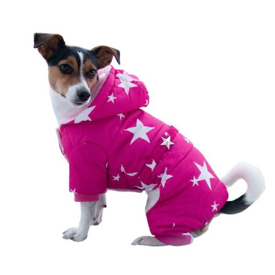 Rosa Vinterdress Med Stjerner Til Hund