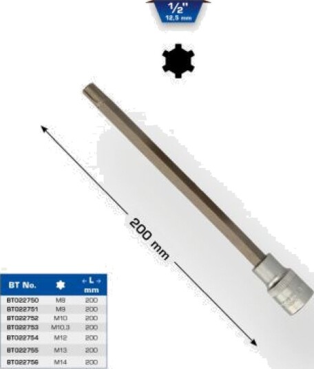 Ks Tools 1/2" Ribe Bitssokkel 200 mm M10.3 Håndverktøy