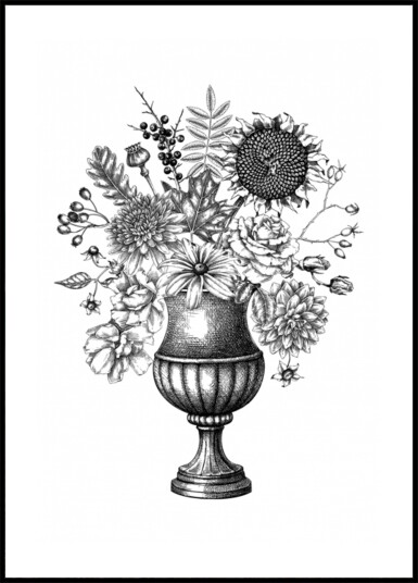 Elegant Autumn Floral Urn Plakat / 21x30