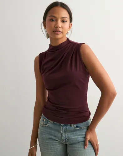 Pieces Rød Pcmadison Sl Draped Top Noos Bc