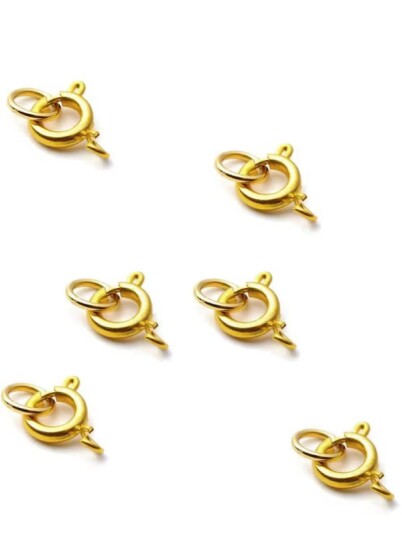 Fjærlås med ring 7 mm gullfarget 6 låser