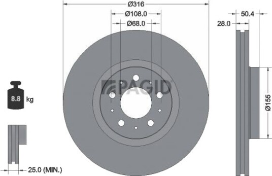 PAGID 54266NC Bremseskive PAGID 54266NC Bremseskive
