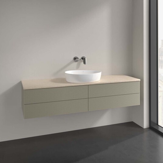 Villeroy & Boch Antao Servantskap med 4 skuffer 160x50x36 cm u/lys Steingrå/Crème