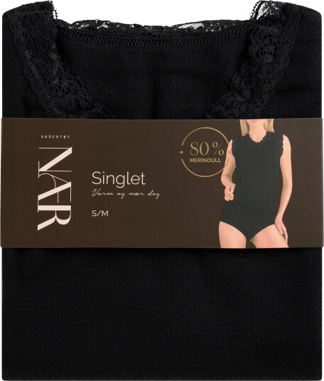 NÆR ullsinglet sort S/M 1 stk NÆR ullsinglet sort S/M 1 stk