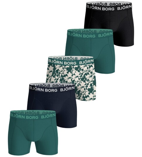 Björn Borg Boxershorts 5 pack Stretch Grønn/Blå/Svart/Beig Björn Borg 7 8 år 122 128 Boxershorts Beige