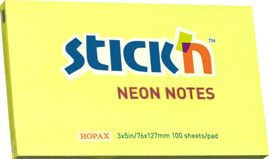 Stick"n Neonblokk 76x127 100 Blad Gul Stick"n Neonblokk 76x127 100 Blad Gul