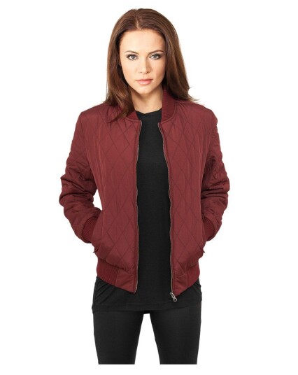 Urban Classics Diamond Quilt Nylon Jacket Women Bordeaux