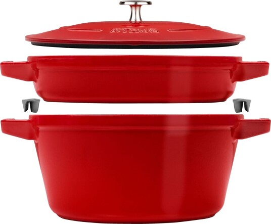 Staub Gryte og Pannesett 24 cm St??pejern R??d Staub Gryte og Pannesett 24 cm St??pejern R??d