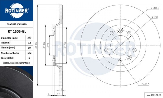 Bremseskive ROTINGER RT 1505-GL
