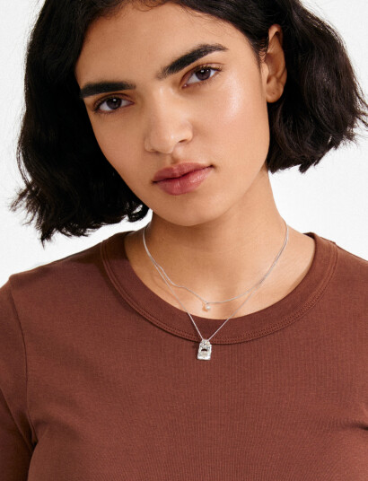 Pilgrim Fire Necklace 2 In 1 Set Silver Plated Silver ONE SIZE Pilgrim Fire Necklace 2 In 1 Set Silver Plated Silver ONE SIZE