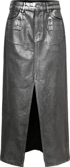 Mango | Long Foil Denim Skirt | XS