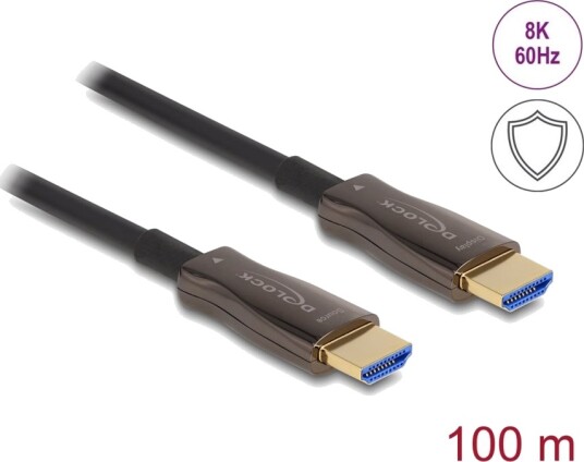 Delock High Speed Hdmi Kabel Hdmi Hann Til Hdmi Hann 100 M Hybridkobber / Fiberoptikk Svart Active Optical Cable Aoc 8K 60Hz Støtte Metal Armouring Up To 48 Gbps Data Transfer Rate Delock High Speed Hdmi Kabel Hdmi Hann Til Hdmi Hann 100 M Hybridkobber / Fiberoptikk Svart Active Optical Cable Aoc 8K 60Hz Støtte Metal Armouring Up To 48 Gbps Data Transfer Rate