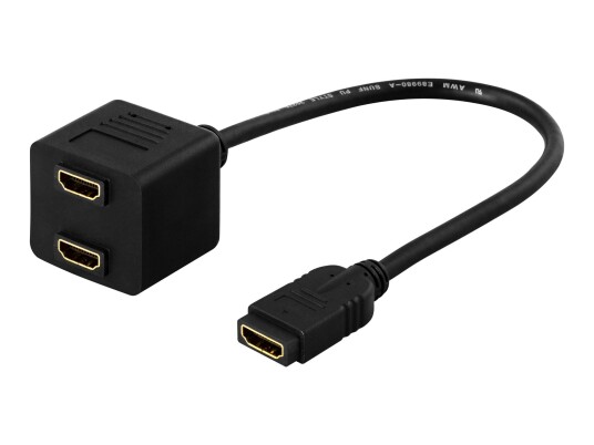 Deltaco HDMI-adapter 0,1 m 1xHDMI til 2xHDMI Svart