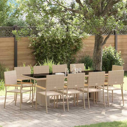 11-dels Hagemøbelsett Beige Poly Rattan