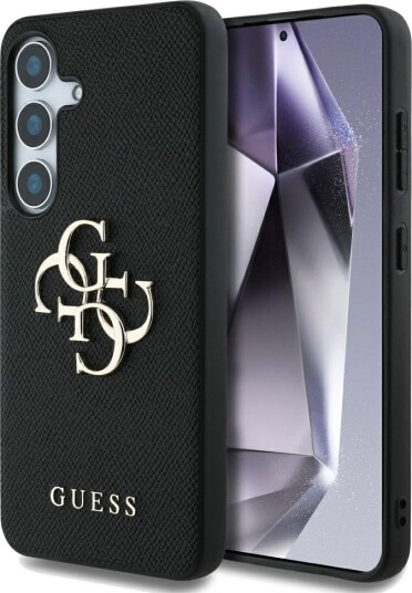 Guess Grained Big 4G Logo Mobildeksel for Samsung Galaxy S25 Svart