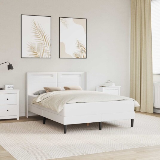 vidaXL Sengeramme med madrass Hvit 140 x 200 cm Kunstlær vidaXL Sengeramme med madrass Hvit 140 x 200 cm Kunstlær