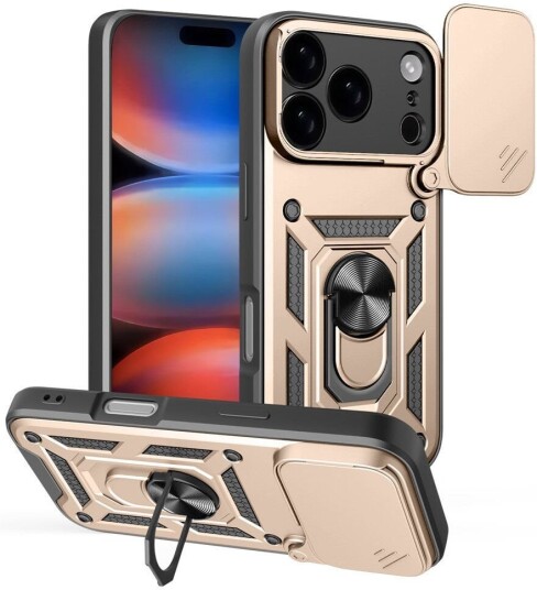 EIDERWOOD iPhone 17 Pro Max Hybrid Håndverker Deksel m. Kickstand & Cam Slider Gull