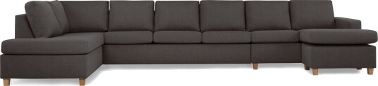 Crazy 6 seters Venstrevendt U formet XX Large Sofa med Divan og Sjeselong i Stoff Mørk grå