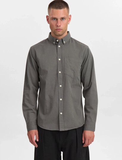 Anerkjendt Aktheshirt L/S Twill Shirt - Grey - M