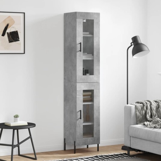 vidaXL Highboard betonggrå 34,5x34x180 cm konstruert tre 8720845488598 vidaXL Highboard betonggrå 34,5x34x180 cm konstruert tre 8720845488598