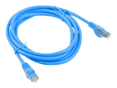 Lanberg - Koblingskabel - Rj-45 (Hann) Til Rj-45 (Hann) - 2 M - Foliebelagt Uskjermet Tvinnet Kabelpar (F/Utp) - Cat 6 - Flertrådet Formstøpt Uten Hindringer - Ral 5012 Blå