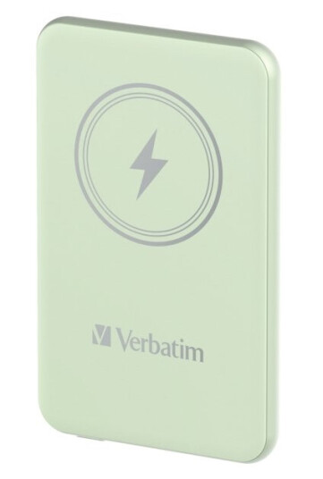 Verbatim Charge'n'Go 5000 mAh Trådløs Powerbank med Magnetmontering - Grønn Verbatim Charge'n'Go 5000 mAh Trådløs Powerbank med Magnetmontering - Grønn