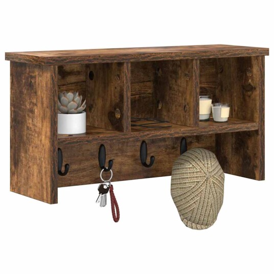  Vegghengt kleshenger Røkt eik 50 x 16 x 26 cm Konstruert tre