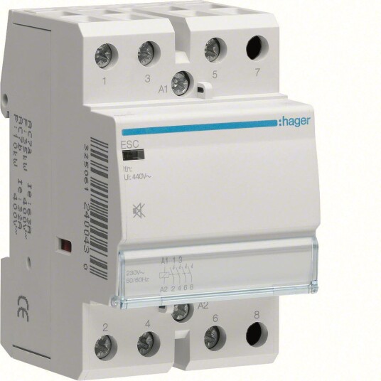 Hager ESC463S Kontaktor 63 A 230 VAC 4 lukket Elfordeling & strømforsyning