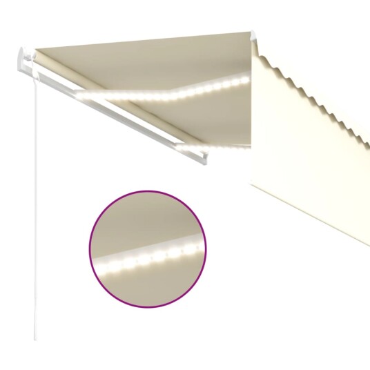 vidaXL Automatisk markise rullegardin LED vindsensor 3,5x2,5 m krem