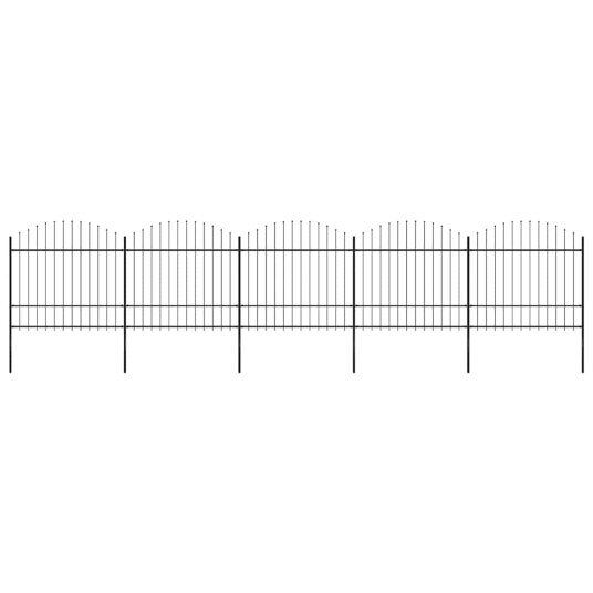Hagegjerde med spydtopp stål (1,5-1,75)x8,5 m svart