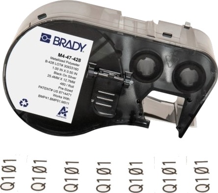 Brady M4 47 428 Sort Hvit Selvklebende Skriveretikett Metallisert Polyester Trermisk Overføring Akryl Permanent
