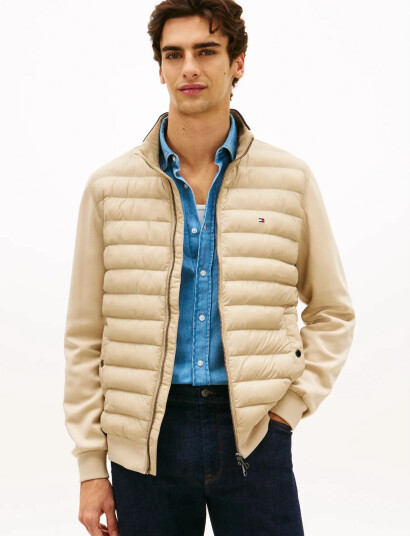 Tommy Hilfiger Mix Media Ess Rwb Stand Collar   Beige   M