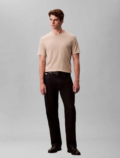 Calvin Klein Ss Supima Chest Emb Crewneck Tee   Beige   M