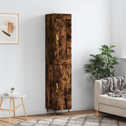 vidaXL Highboard røkt eik 34,5x34x180 cm konstruert tre 8720845495404