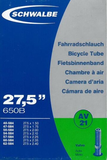 Schwalbe 27,5"slange 1,50 2,40"584 Autoventil