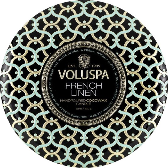 Voluspa 3-Wick Tin Candle French Linen 340g