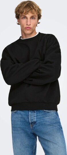 ONLY & SONS Onsceres Ovz Ls Crew Sweat Noos Black S