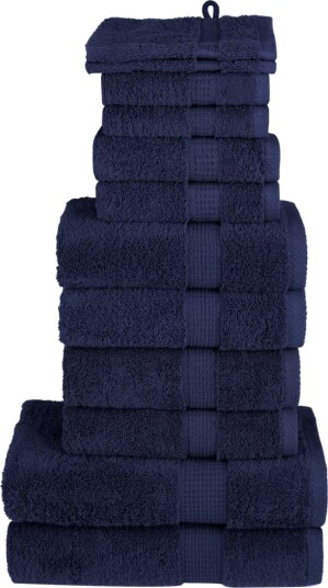vidaXL Premium håndklesett 12 deler SOLUND marineblå 600 g/m2 vidaXL Premium håndklesett 12 deler SOLUND marineblå 600 g/m2