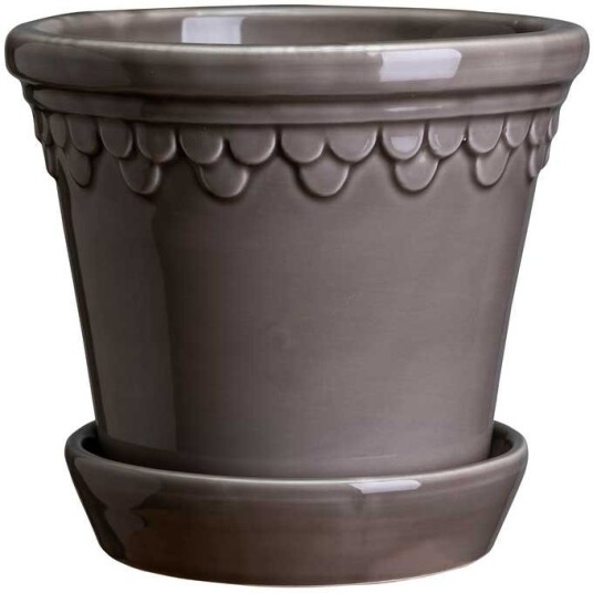 Bergs Potter Copenhagen Krukke Med Tallerken 21 cm Pearl Grey