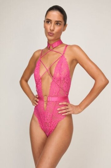 Hunkemöller Private Brandy body åpent skritt Rosa