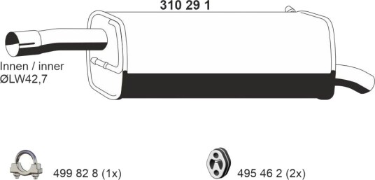 Bakre eksospotte ERNST 310291