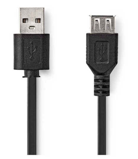 Nedis USB-kabel | USB 2.0 | USB-A Han | USB-A Hun | 480 Mbps | Nikkel belagt | 0.20 m | Rund | PVC | Sort | Boks