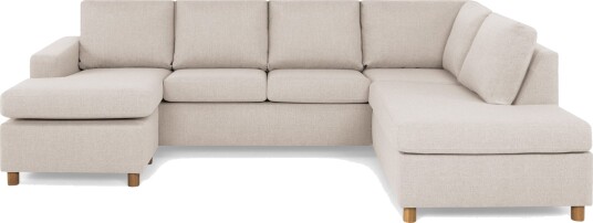 Crazy 4 seters Høyrevendt U formet Large Sofa med Divan og Sjeselong i Stoff Beige