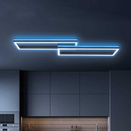 Briloner LED-taklampe Frame, dimbar, Sort, Stue / spisestue, Metall, Moderne, Direkte tak kantet